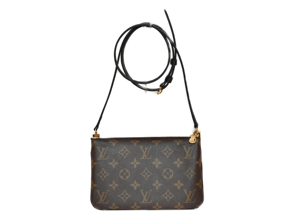Louis Vuitton Zip Monogram Pochette Bag Reverse Canvas Double Shoulder Brown